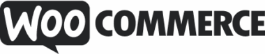 WooCommerce-Logo mit „WOO“ in einer Sprechblase und „COMMERCE“ daneben.