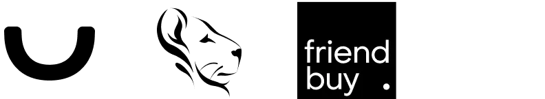 Logotipo de Friendbuy con texto blanco sobre fondo negro
