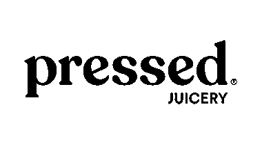 Pressed Juicery logo featuring a stylised lemon slice within a circle and the brand name below.